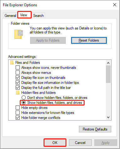 show hidden files
