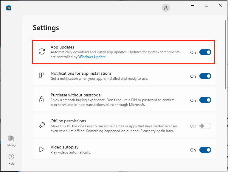 enable App updates to automatically update apps
