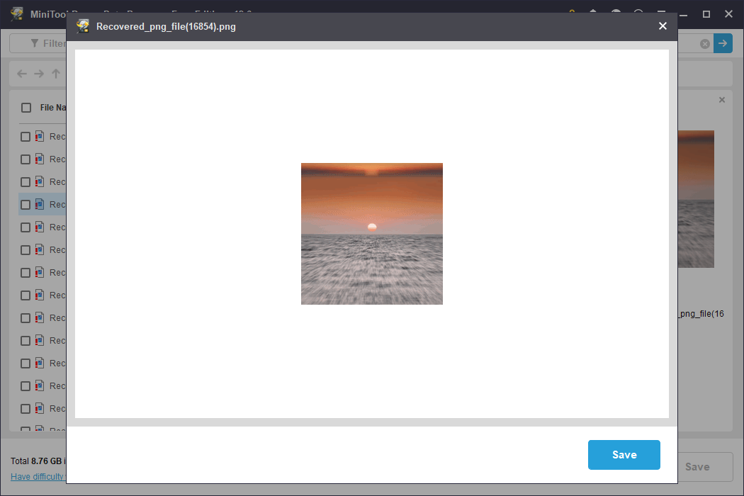 preview desired files in MiniTool Power Data Recovery