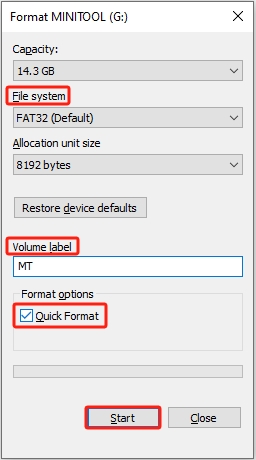 format the USB drive with File Explorer