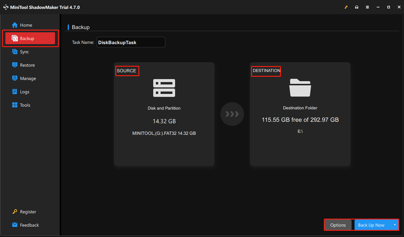 back up your USB drive using MiniTool ShadowMaker