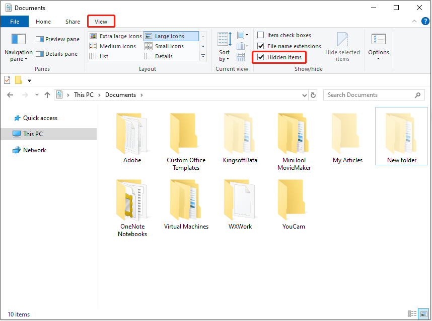 show hidden files on Windows