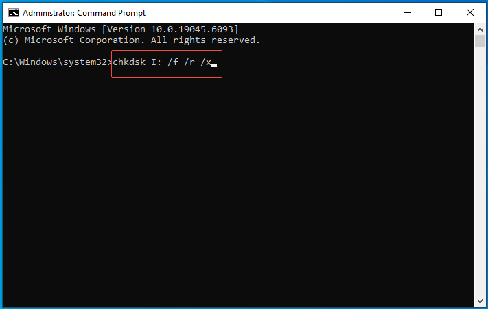 type the CHKDSK command to repair the Micro SD card