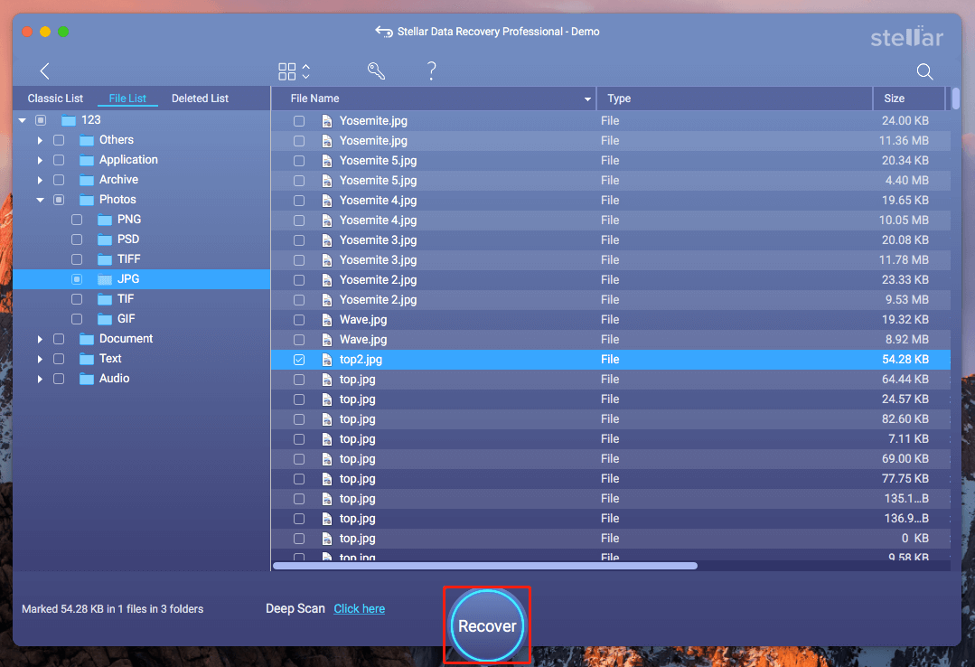 recover files using Stellar Data Recovery for Mac