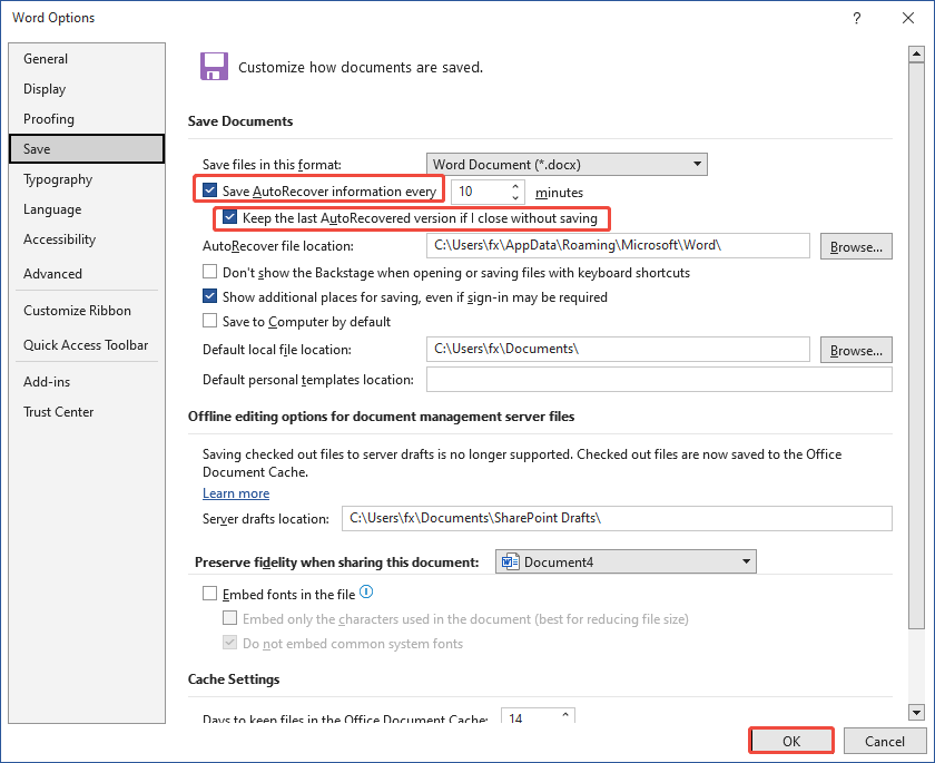 check the two options and click OK