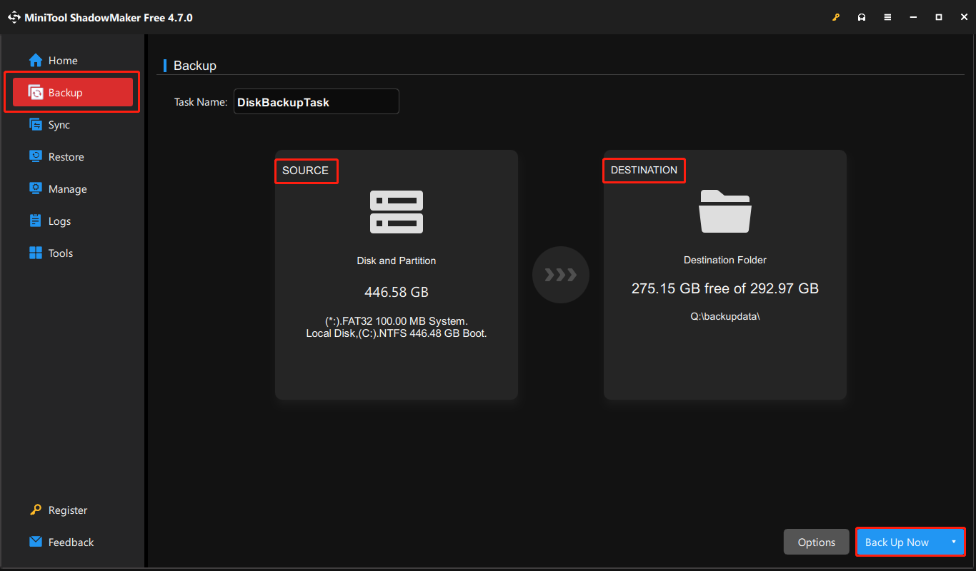 back up files using MiniTool ShadowMaker