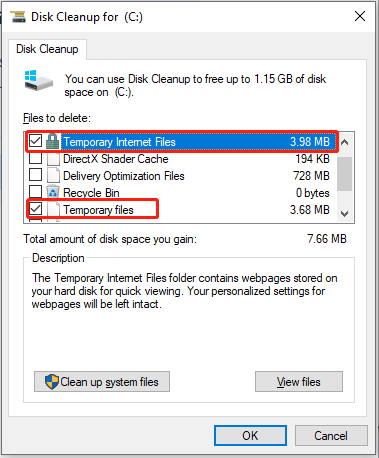 clear Temporary files using Disk Cleanup