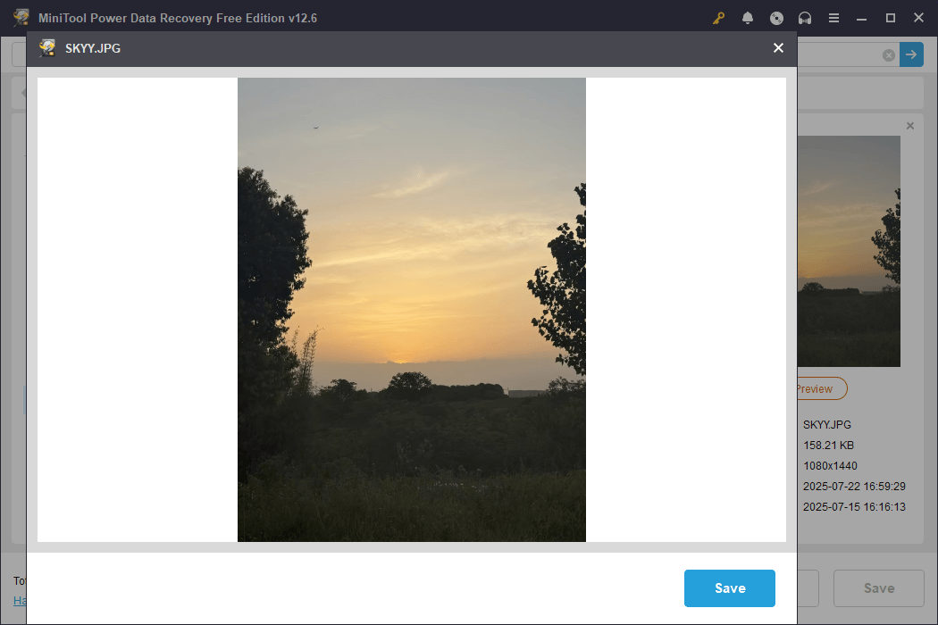 preview files using MiniTool Power Data Recovery