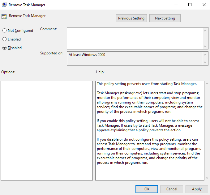 remove Task Manager in Local Group Policy Editor