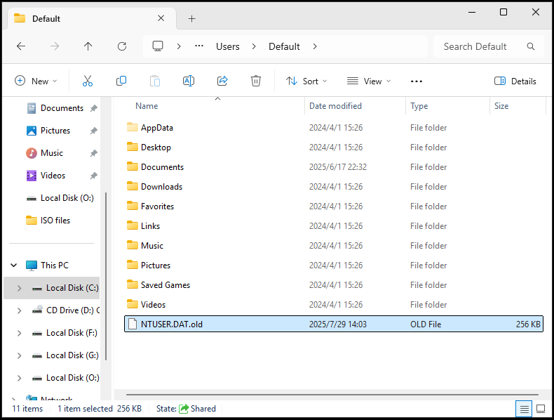 replace NTUSER.DAT file in Windows 11