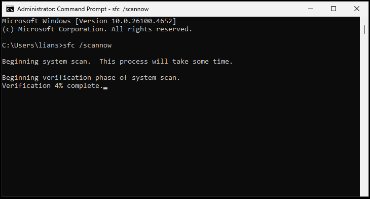 run SFC in Command Prompt