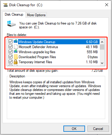 select junk files to delete