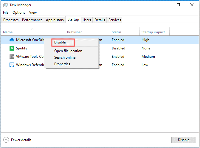 disable the unnecessary startup programs