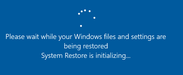 System Restore Stuck on Initializing