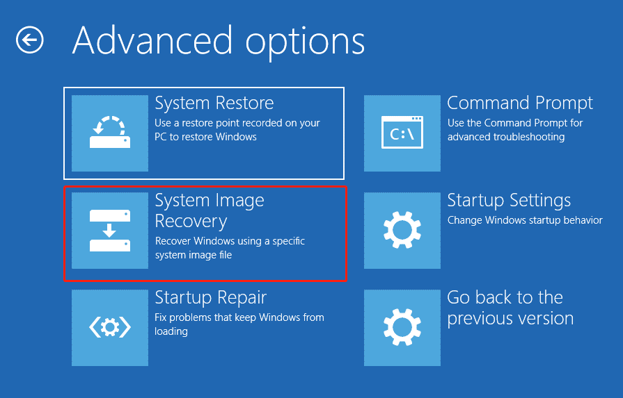 choose System Image Recovery