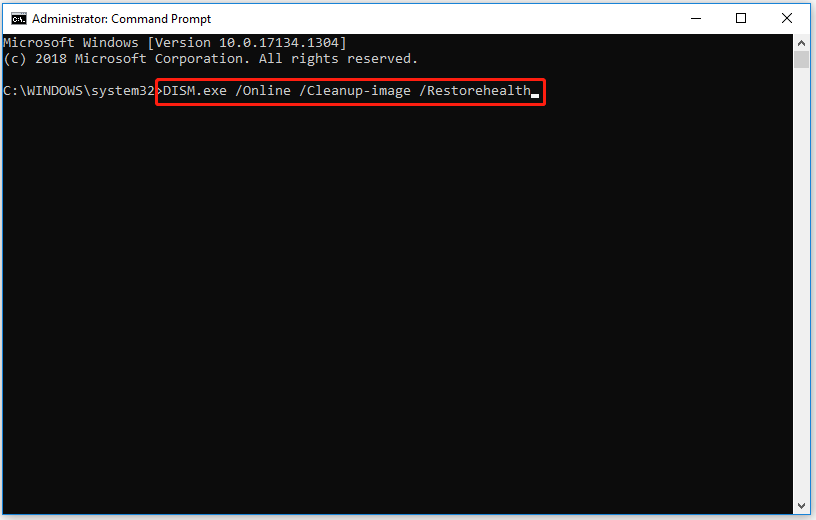 Saisissez la commande dans l'invite de commandes