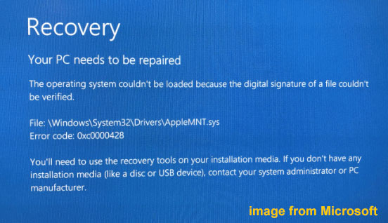 your PC needs to be repaired error 0xc0000428