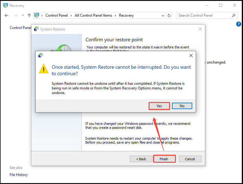 perform a system restore in Safe Mode