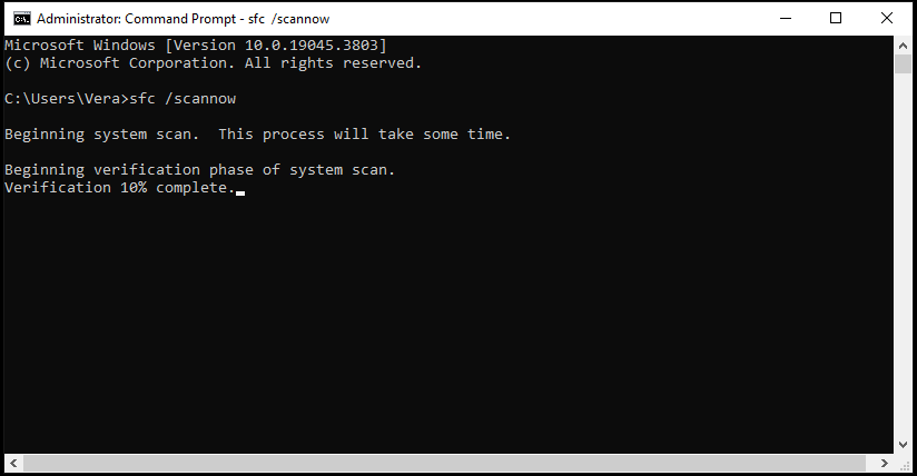 SFC scan in Windows 10