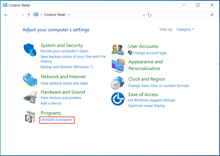 uninstall a program from Control Panel