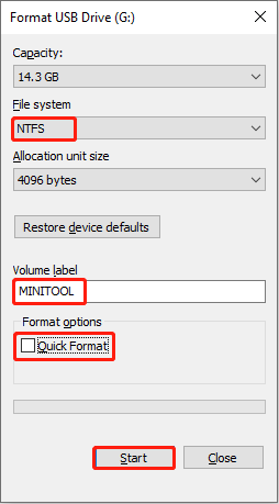 format your SD card in File Explorer