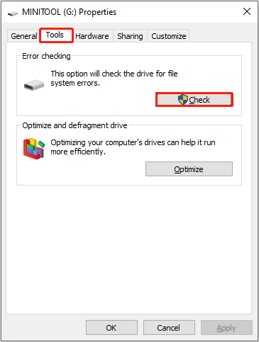 use the Error Checking tool to check and repair the SD card