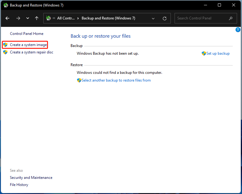 créer une image système Windows 11