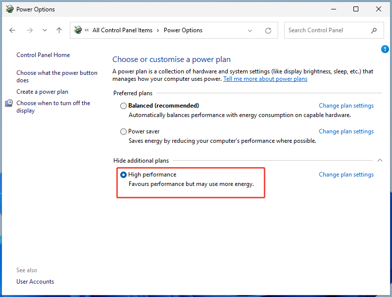 set power plan to high performance