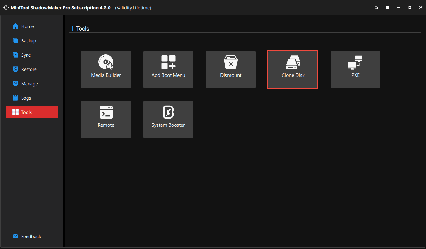 clone disk with MiniTool ShadowMaker