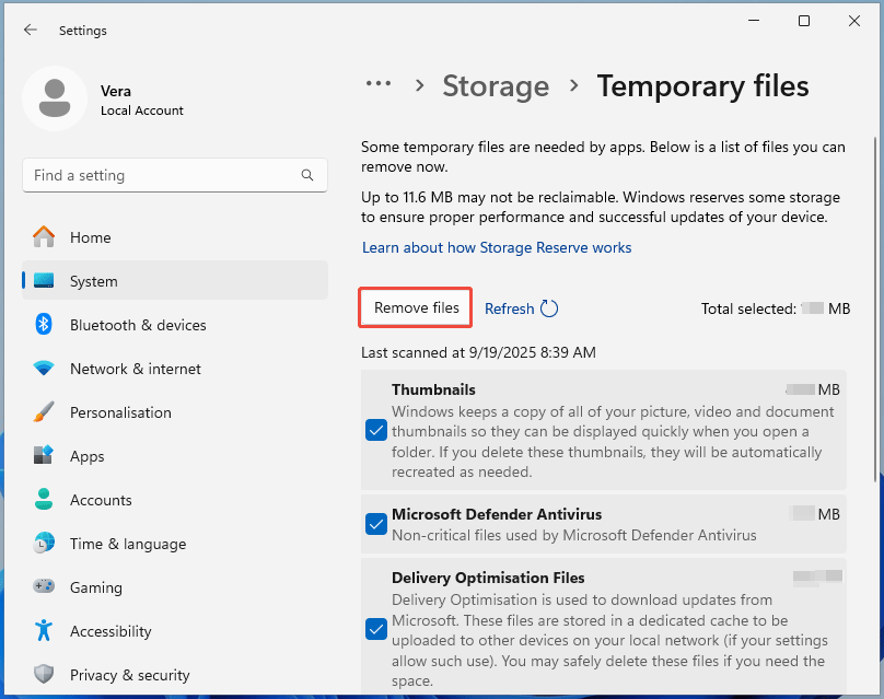 delete temporary files via Storage