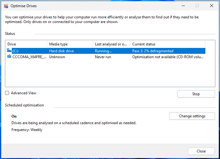 optimize drives in Windows 11