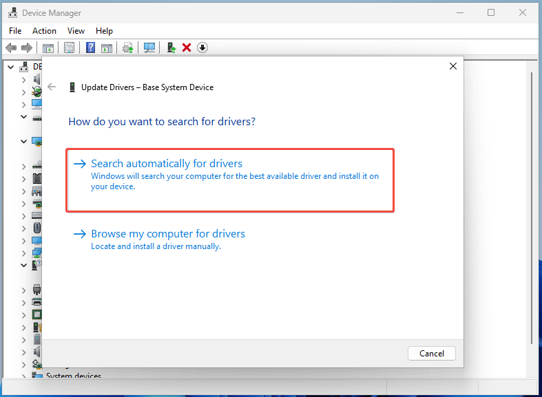 update drivers in Device Manager