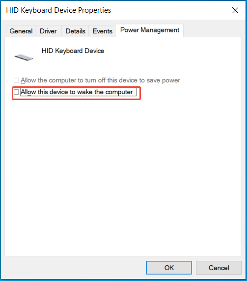 do not allow device to wake PC