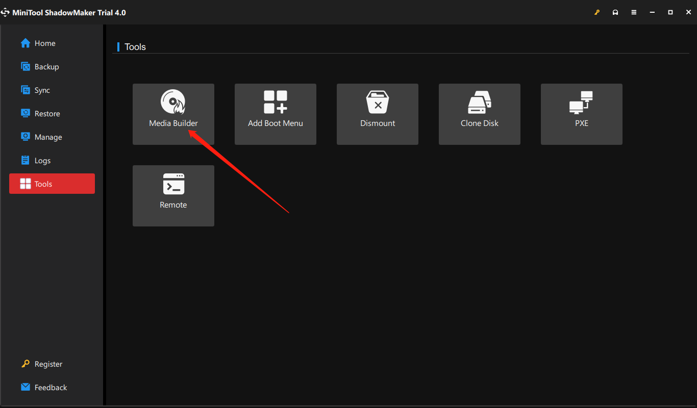 Select Media Builder in MiniTool ShadowMaker (en inglés)