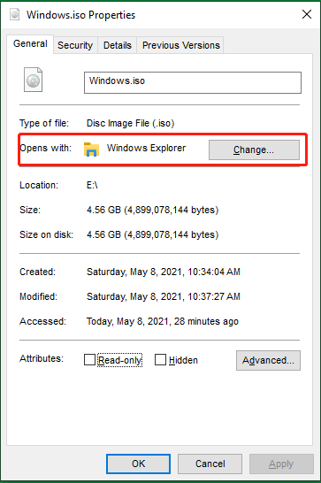 Cambiar abrir la aplicación