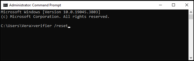 disable Driver Verifier