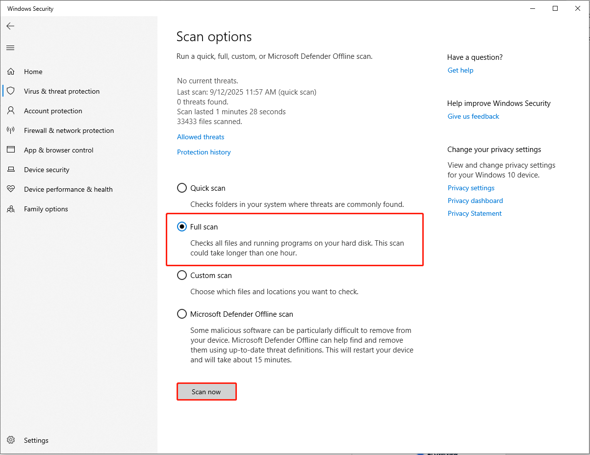 tap on the Quick scan button to scan your computer