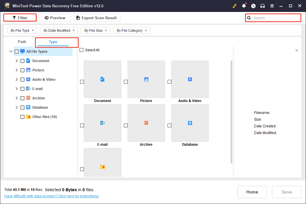 the features in MiniTool Power Data Recovery