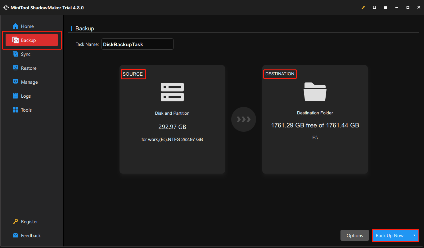 back up data using MiniTool ShadowMaker