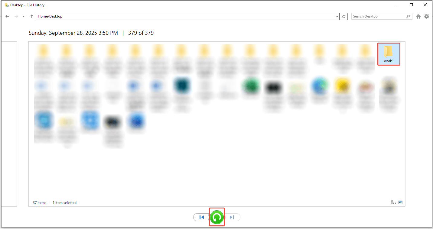 click the Restore button