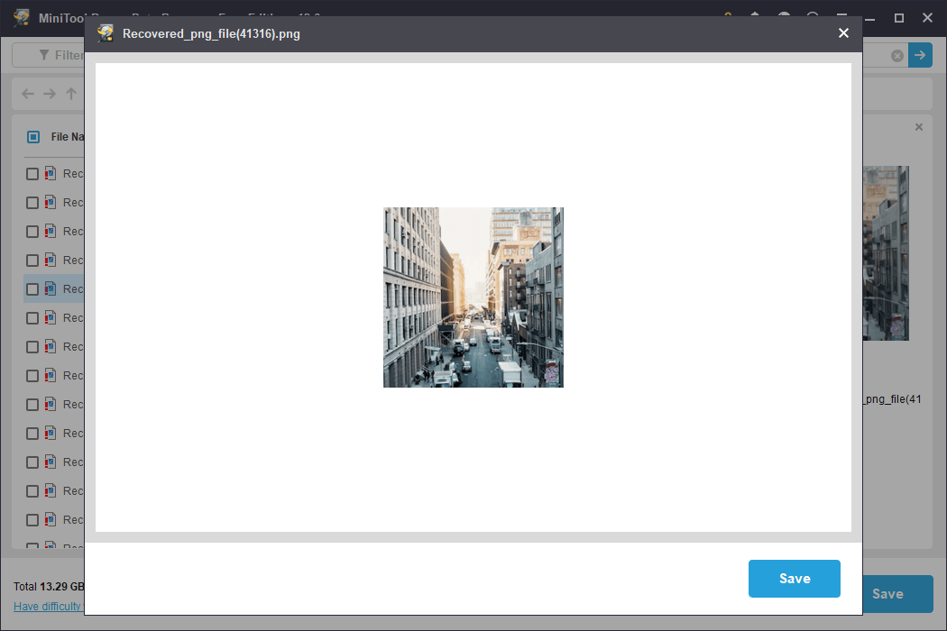 preview the file in MiniTool Power Data Recovery