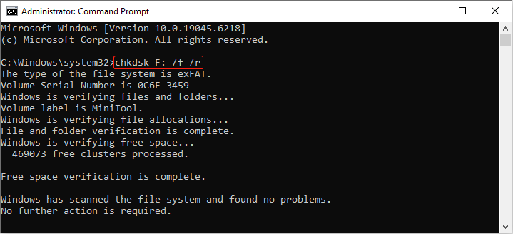 run chkdsk to fix errors on SD card