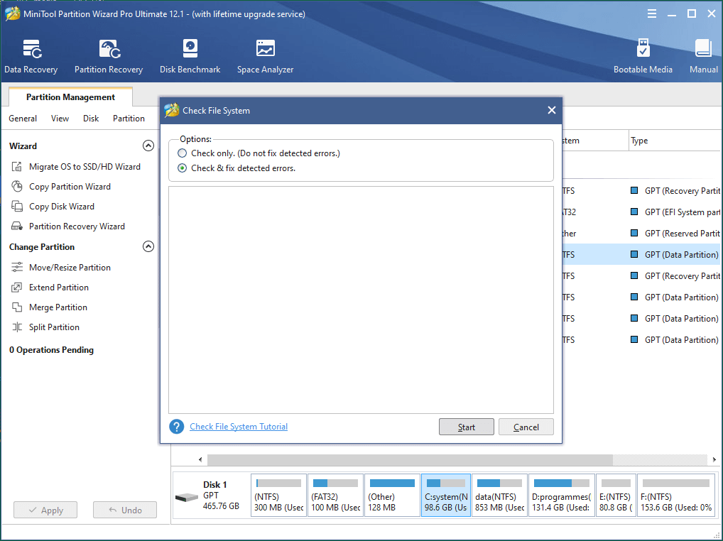 Vérifier et réparer le système de fichiers