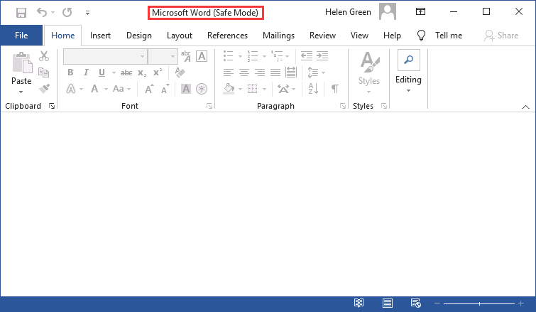 Microsoft Word en modo seguro