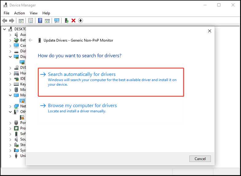 update driver in Windows 10 Safe Mode