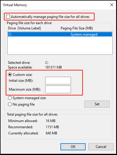 customize size for paging size