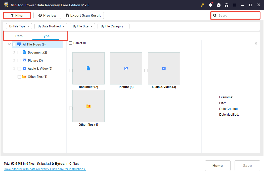 the features for MiniTool Power Data Recovery