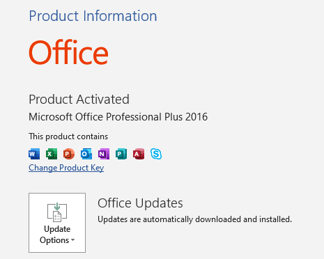 Estado de ativação do Office