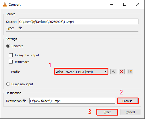 repair MP4 using VLC’s Convert feature