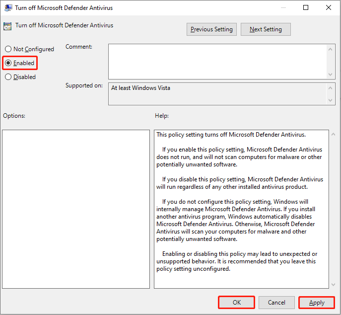 disable Windows Defender